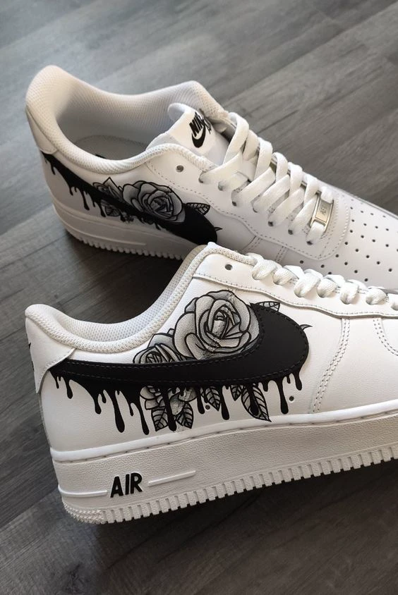 کفش اسپرت کاستوم کتانی ایرفورس air force طرح Black Rose نایک nike