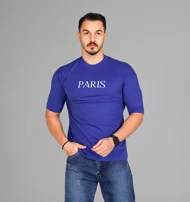 تیشرت Paris باکسی مچینست ماکان یقه گرد مردانه طرح دار مدل 47520