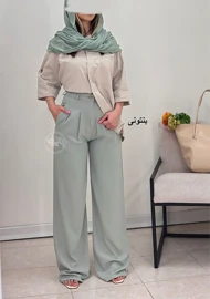 شلوار لینن نیم بگ بنتونی