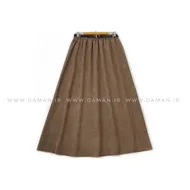 دامن مخمل کبریتی کاکائویی قد 80 با کمربند کد ( 111 )