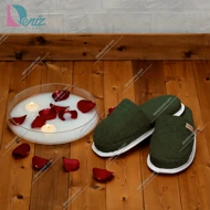 دمپایی حوله ای طرح کرالیچ رنگ زیتونی تیره