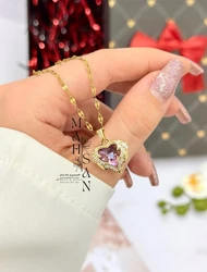 گردنبند قلب بنفش مدل طلا هدیه جذاب و خاص