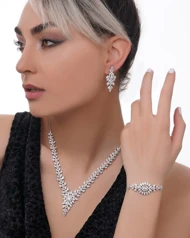 سرویس جواهری نقره نگین‌دار