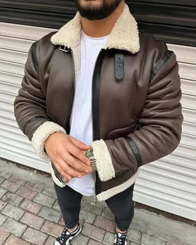 کاپشن پاییزه چرمی ترک