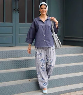 شومیز جین کاغذی Pinki 5578 تک‌رنگ