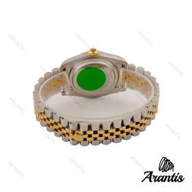 ساعت رولکس مردانه دورنگ طلایی صفحه سبز آبی صدفی m-5036