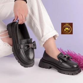 کالج لوفر زنانه چرم و ورنی پاپیونی