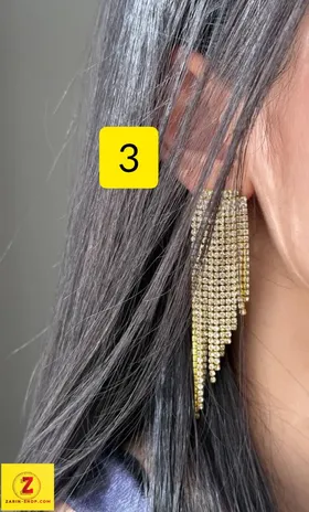 گوشواره بلند جواهری نگینی زنانه
