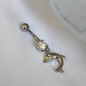 پیرسینگ ناف (Belly Rings) طرح دلفین استیل درجه یک وارداتی کیفیت عالی