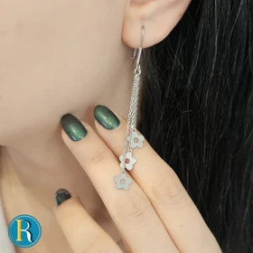 گوشواره نقره زنانه آویزی طرح گل
