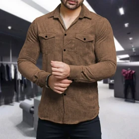 پیراهن مخمل کبریتی قهوه ای کد 1254