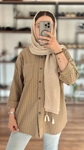 شومیز کتان طرح دار دانیا