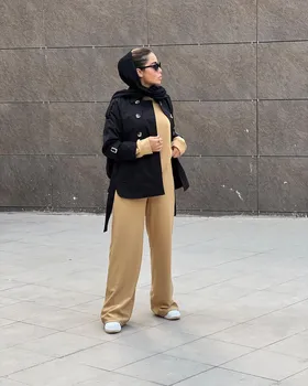 بارانی کتان کج‌راه آستردار