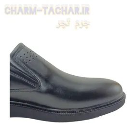 کفش رسمی/روزمره مردانه طبی بدون بند ساده چرم طبیعی مشکی بزرگ پا