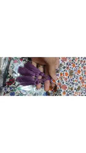 شال نارنجی گل‌دار نخی منگوله‌دار اعلا