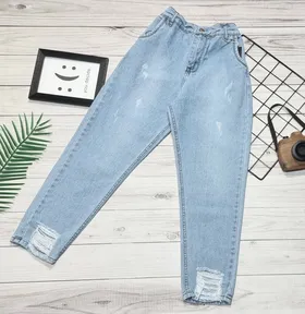 شلوار جین مام استایل دمپا زاپ‌دار زنانه
