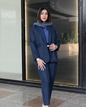 ست زنانه (کت و شلوار و تاپ ) سورمه ای کد (7162)