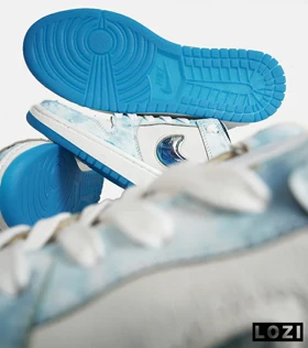 کفش کتانی مردانه سفید آبی نایک NIKE SB dragon