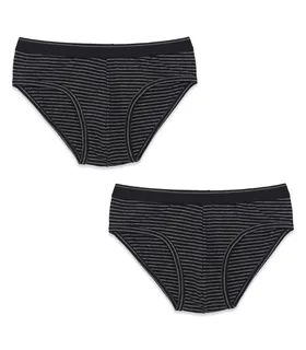 شورت اسلیپ نخی کش پهن طرح راه راه نیکوتن پوش کد 3547 خاکستری مشکی - بسته 2 عددی