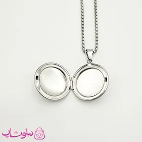 گردنبند لاکت عکس مردانه استیل نقره ای دایره شکل