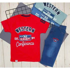 ست تیشرت شلوارک پسرانه WESTERN