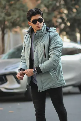 کاپشن مردانه رنگ سبز آبی
