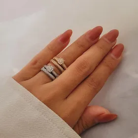 ست حلقه و پشت حلقه جواهری فول نگین ژوپینگ