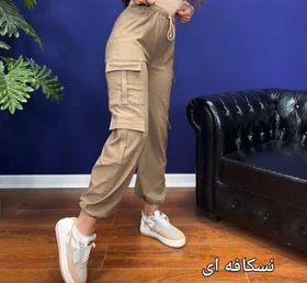 حراج شلوار کارگو گت دار کتان زنانه