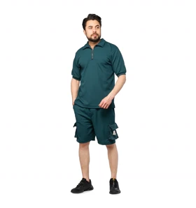 ست تیشرت و شلوارک کارگو مردانه ساده یقه دار مدل 47001
