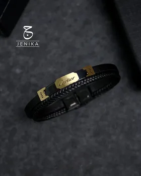 دستبند چرم و استیل