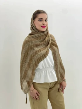 شال پلیسه حصیری راه راه - شال لوکس چهار فصل با طراحی مدرن