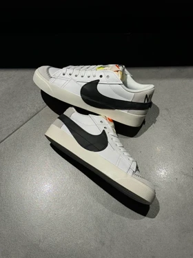 کتانی نایک بلیزر کوتاه بدون ساق جامبو سفید مشکی Nike Blazer Low 77 Jumbo "White Black Sail" sneakers