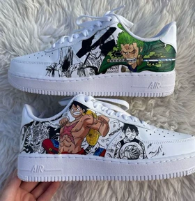 کفش اسپرت کاستوم کتانی با طرح one piece نایک nike ایرفورس air force