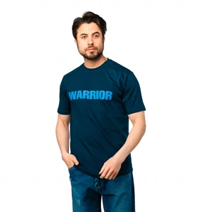 تیشرت Warrior یقه گرد مردانه سرمه ای نخ پنبه طرح دار مدل 47482