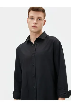 پیراهن کلاسیک آستین بلند دکمه دار 4SAM60014HW