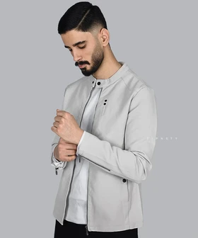 کت چرم مردانه ساده مدل مات 2427