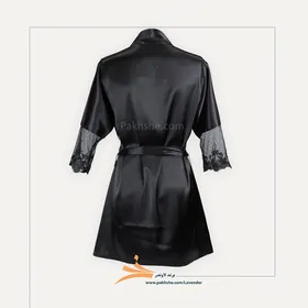 روبدوشامبر مشکی ساتن لبه توری برند لاوندر