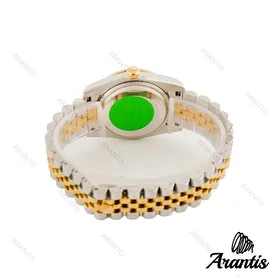 ساعت رولکس مردانه دورنگ طلایی صفحه سبز ایندکس خط m-3154
