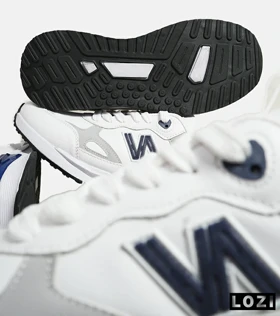 کفش کتانی مردانه سفید سرمه ای NEW BALANCE yg niubailun