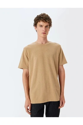 لیبل آستین کوتاه یقه دوچرخه به تفصیل T -Shirt 5SAM10100HK