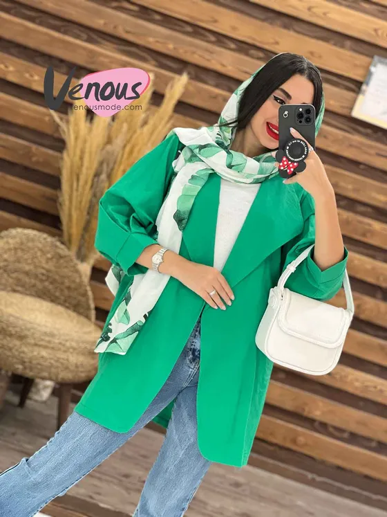مانتو لینن کتی یقه آمریکایی