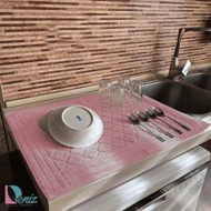 نمگیر ظروف آشپزخانه طرح خشتی رنگ کالباسی