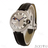 ساعت کارتیر بالن بلو بندچرم دورنگین نقره ای 105264