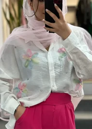 شومیز گل برجسته کد 4037