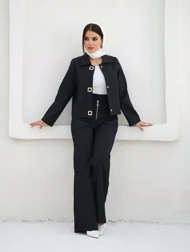 کراپ شلوار ژاکارد چروک