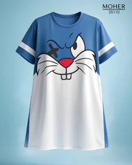 تونیک راحتی سایز بزرگ طرح خرگوش با نمک