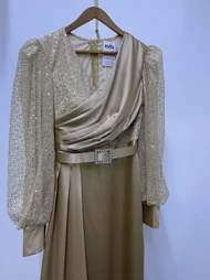 پیراهن ماکسی ساتن نگین‌دار