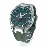 جی شاک2100صفحه شفاف سبز زیتونی
