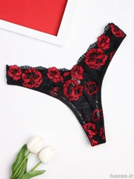 شورت زنانه بکلس دانتل Jina ژینا مشکی قرمز
