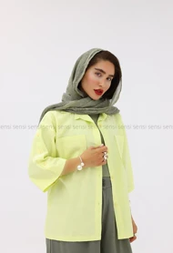شومیز سرشانه دکمه لینن